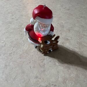 Santa and Rudolph Holiday Figurine - Red and Brown